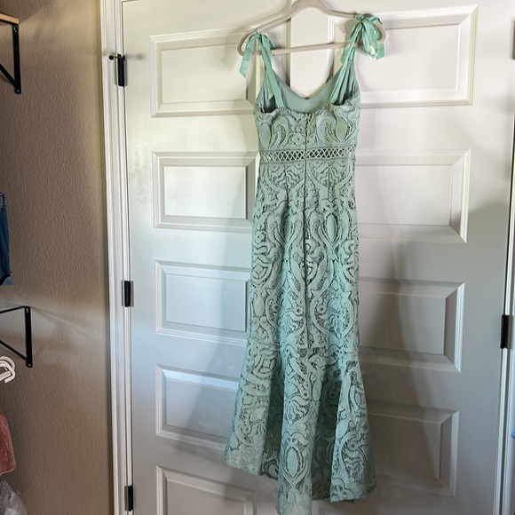 High low midi lace dress tie straps zips in back - Picture 6 of 7